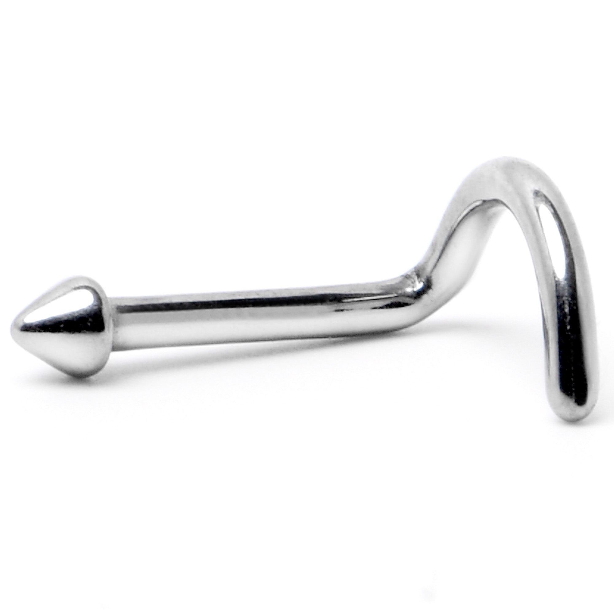 BodyCandy 18G 1/4 ASTM F-136 Implant Grade Titanium Cone End Left Side Nose Screw — alternative angle