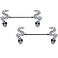 BodyCandy 14G 9/16 Clear Black CZ Gem Sexy Snakes Barbell Nipple Ring Set — main product shot