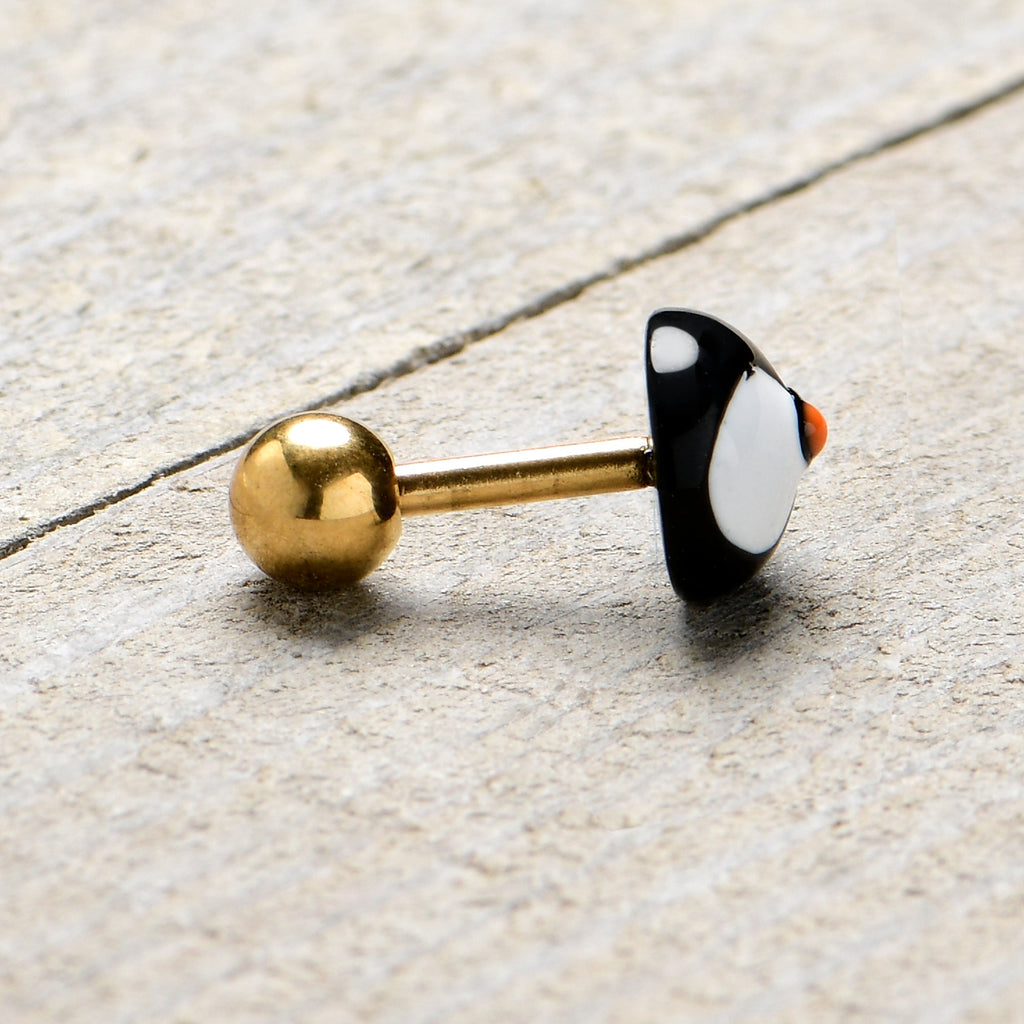 BodyCandy 16G 1/4 Gold Tone Round Penguin Face Holiday Cartilage Earring — size reference