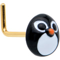 BodyCandy 20G 7mm Gold Tone Round Penguin Face Holiday  L Shape Nose Ring — main product shot