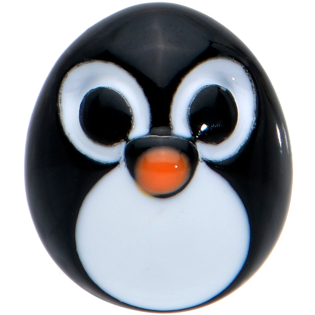 BodyCandy 20G 7mm Gold Tone Round Penguin Face Holiday  L Shape Nose Ring — detail close-up