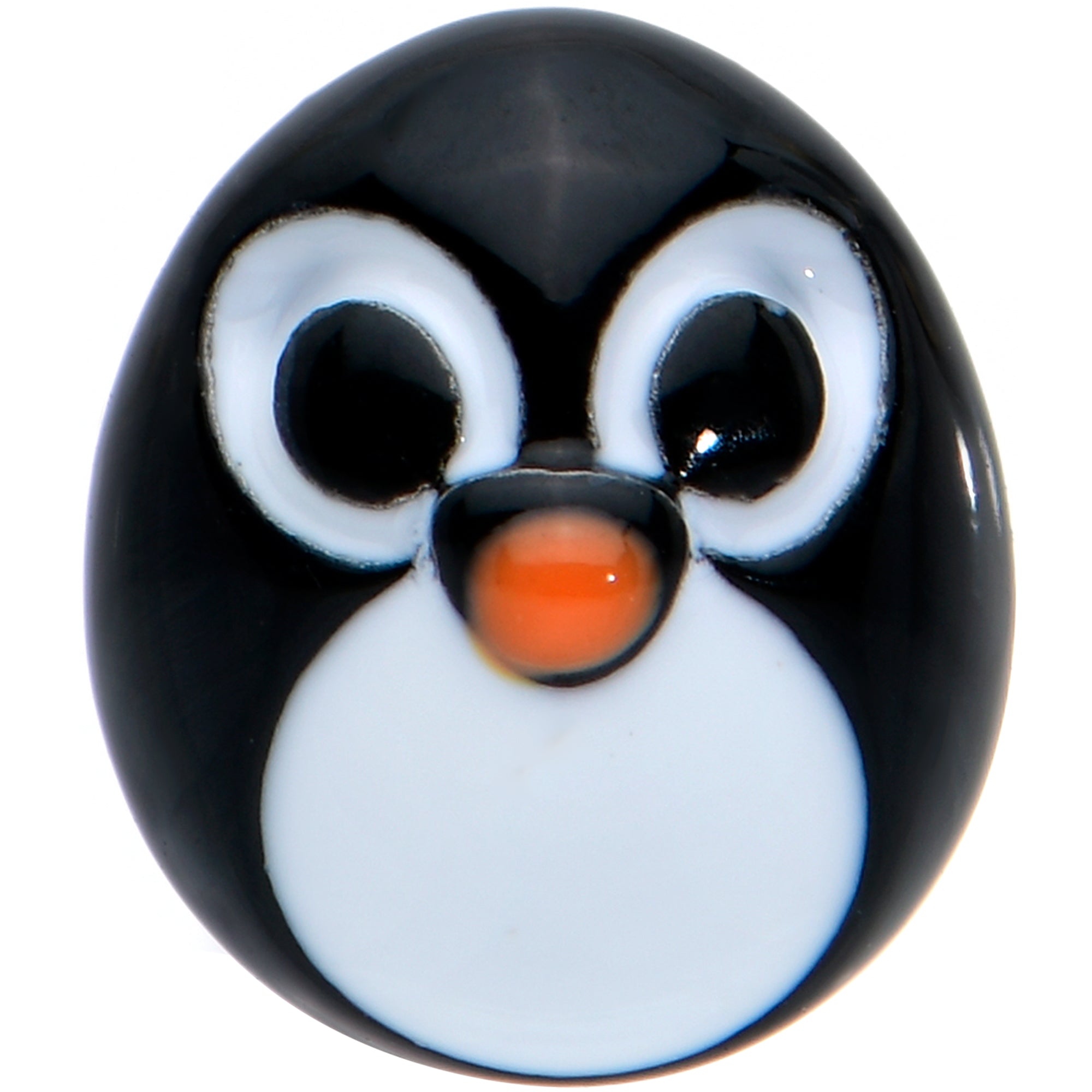BodyCandy 20G 7mm Gold Tone Round Penguin Face Holiday  L Shape Nose Ring — detail close-up
