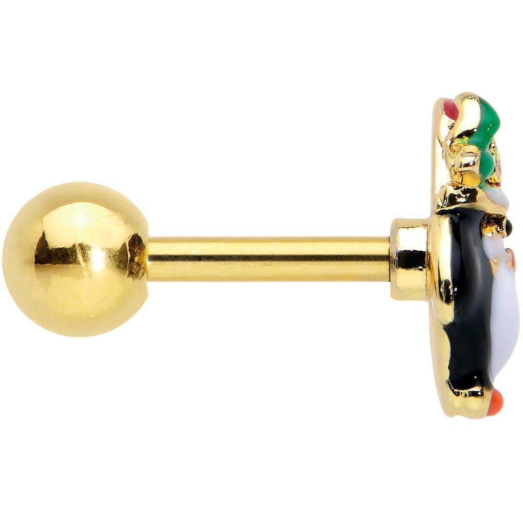 BodyCandy 16G 1/4 Gold Tone Holly Hat Penguin Cartilage Tragus Earring — lifestyle context