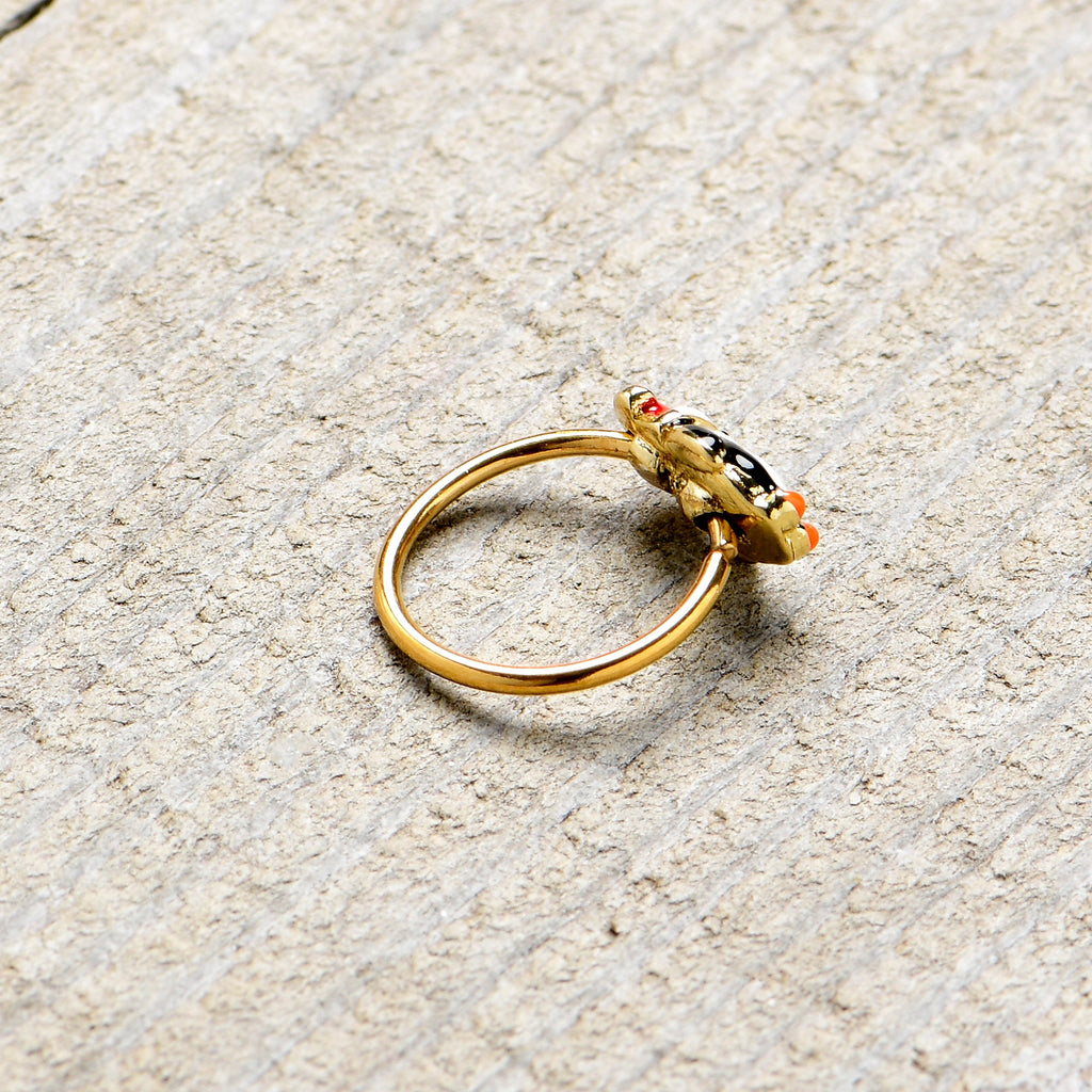 BodyCandy 20G 5/16 Gold Tone Holly Hat Penguin Holiday Nose Hoop — back view