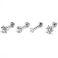 BodyCandy 16G 5/16 Clear Gem Insect Sun Labret Monroe Tragus Set of 4 — main product shot
