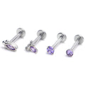 BodyCandy 16G 5/16 Purple Gem Insect Oval Labret Monroe Tragus Set of 4 — main product shot