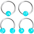 BodyCandy 16G 3/8 Teal Faux Opal Horseshoe BCR Captive Ring Set of 4 — main product shot