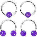 BodyCandy 16G 3/8 Purple Faux Opal Horseshoe BCR Captive Ring Set of 4 — main product shot