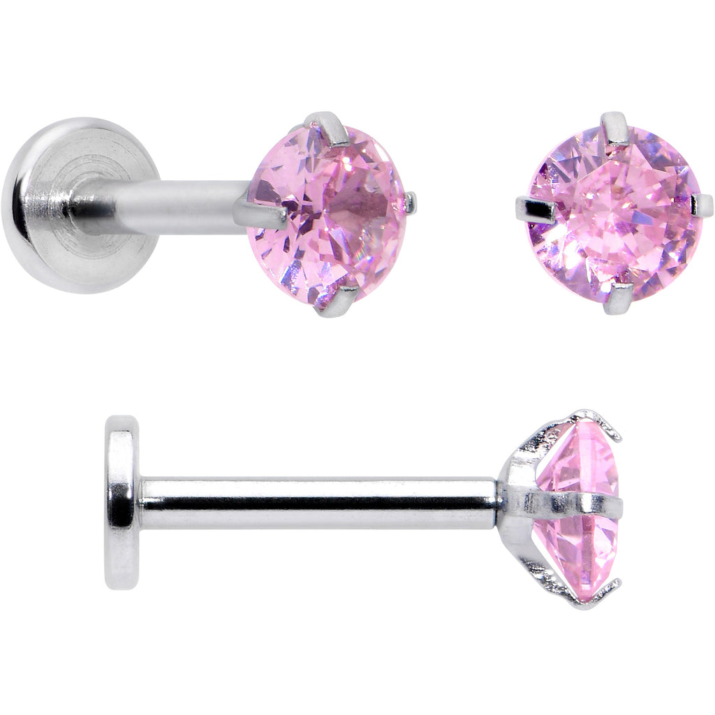 BodyCandy 16G 5/16 3/8 Pink Gem Faux Opal Labret Monroe Tragus Set of 4 — lifestyle context
