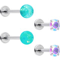 BodyCandy 16G 5/16 3/8 Aurora Gem Green Faux Opal Labret Monroe Set of 4 — main product shot