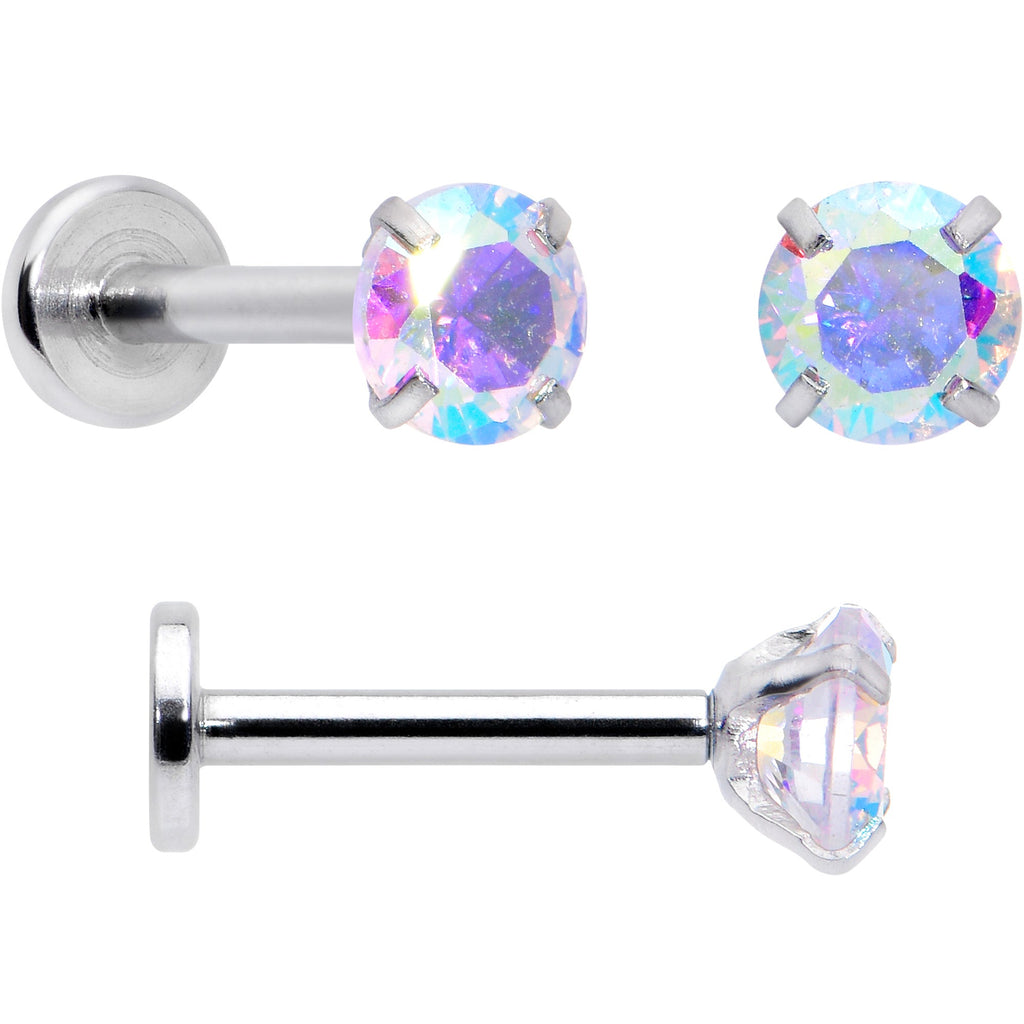 BodyCandy 16G 5/16 3/8 Aurora Gem Green Faux Opal Labret Monroe Set of 4 — lifestyle context