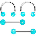 BodyCandy 14G 9/16 Green Faux Opal Horseshoe Barbell Nipple Ring Set of 4 — main product shot