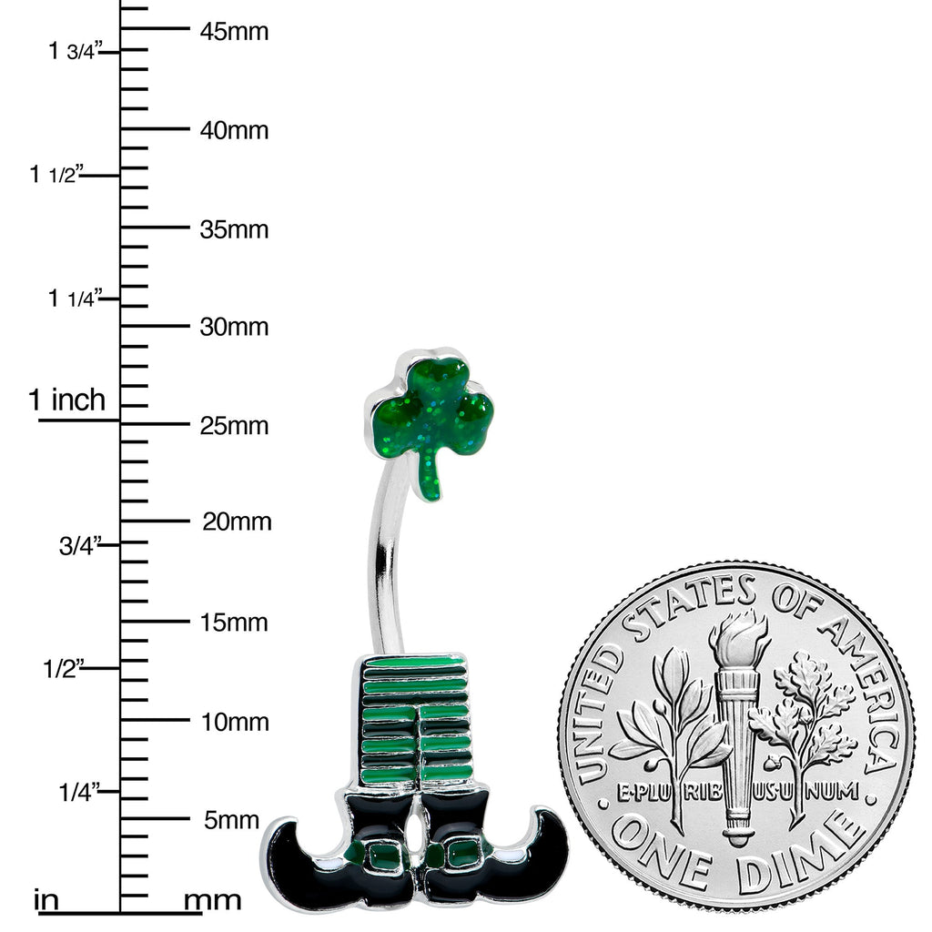 BodyCandy Leprechaun Legs Shamrock St Patricks Double Mount Belly Ring — lifestyle context