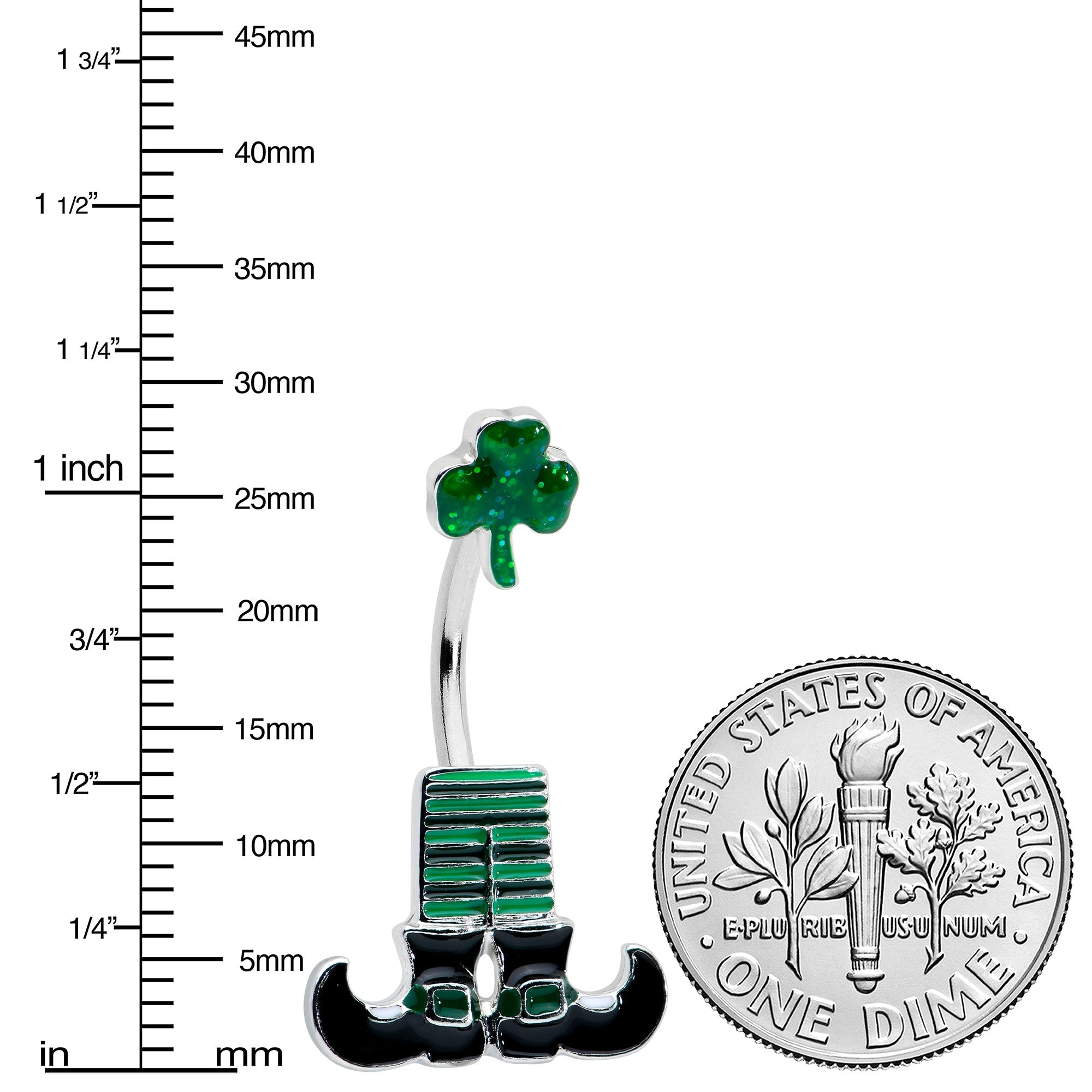 BodyCandy Leprechaun Legs Shamrock St Patricks Double Mount Belly Ring — lifestyle context