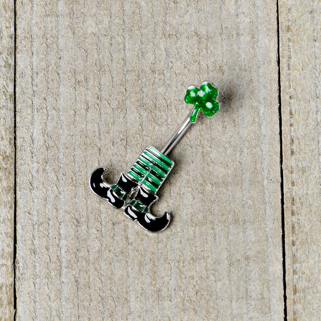 BodyCandy Leprechaun Legs Shamrock St Patricks Double Mount Belly Ring — alternative angle