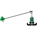 BodyCandy 14G Leprechaun Legs Shamrock Dangle Industrial Barbell 38mm — main product shot
