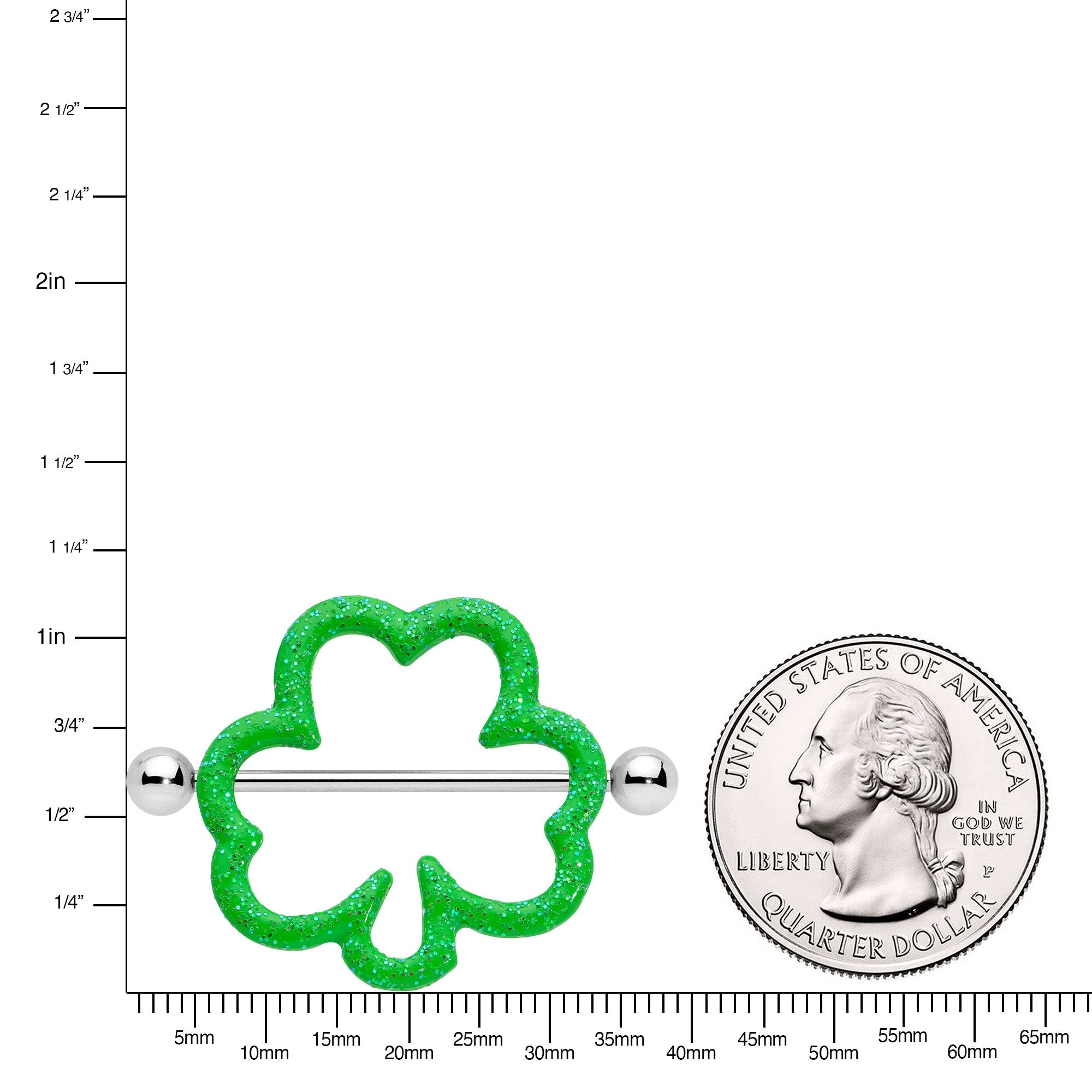 BodyCandy 14G 1 3/16 Lucky Shamrock St Patricks Day Green Nipple Shield Set — lifestyle context