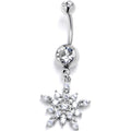 BodyCandy Clear Gem Classic Snowflake Christmas Dangle Belly Ring — main product shot