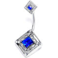 BodyCandy Blue Clear Gem Rhombus Royale Double Mount Belly Ring — main product shot