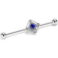 BodyCandy 14G Clear Blue Gem Rhombus Royale Industrial Barbell 38mm — main product shot