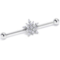 BodyCandy 14G Clear Gem Classic Snowflake Christmas Industrial Barbell 38mm — main product shot