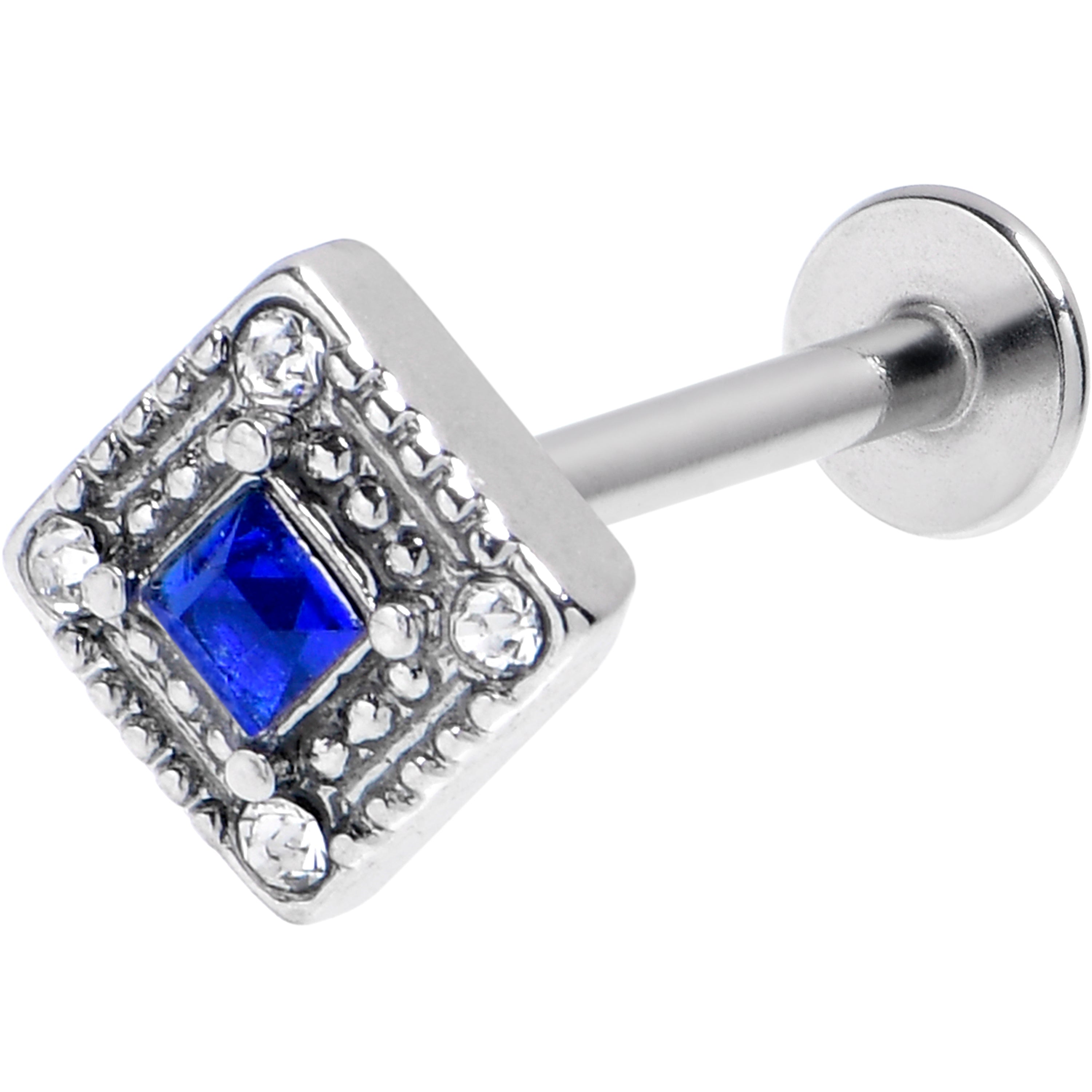 BodyCandy 16G 5/16 Clear Blue Gem Rhombus Royale Labret Monroe Tragus — main product shot