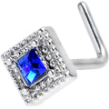 BodyCandy 20G 7mm Clear Blue Gem Rhombus Royale L Shape Nose Ring — main product shot