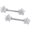 BodyCandy 14G 9/16 Clear Gem Classic Snowflake Barbell Nipple Ring Set — main product shot