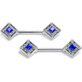 BodyCandy 4G 9/16 Clear Blue Gem Rhombus Royale Barbell Nipple Ring Set — main product shot