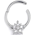 BodyCandy 16G 3/8 Clear Gem Classic Snowflake Christmas Hinged Segment Ring — main product shot