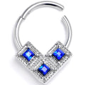 BodyCandy 16G 3/8 Blue Clear Gem Rhombus Royale Trio Hinged Segment Ring — main product shot