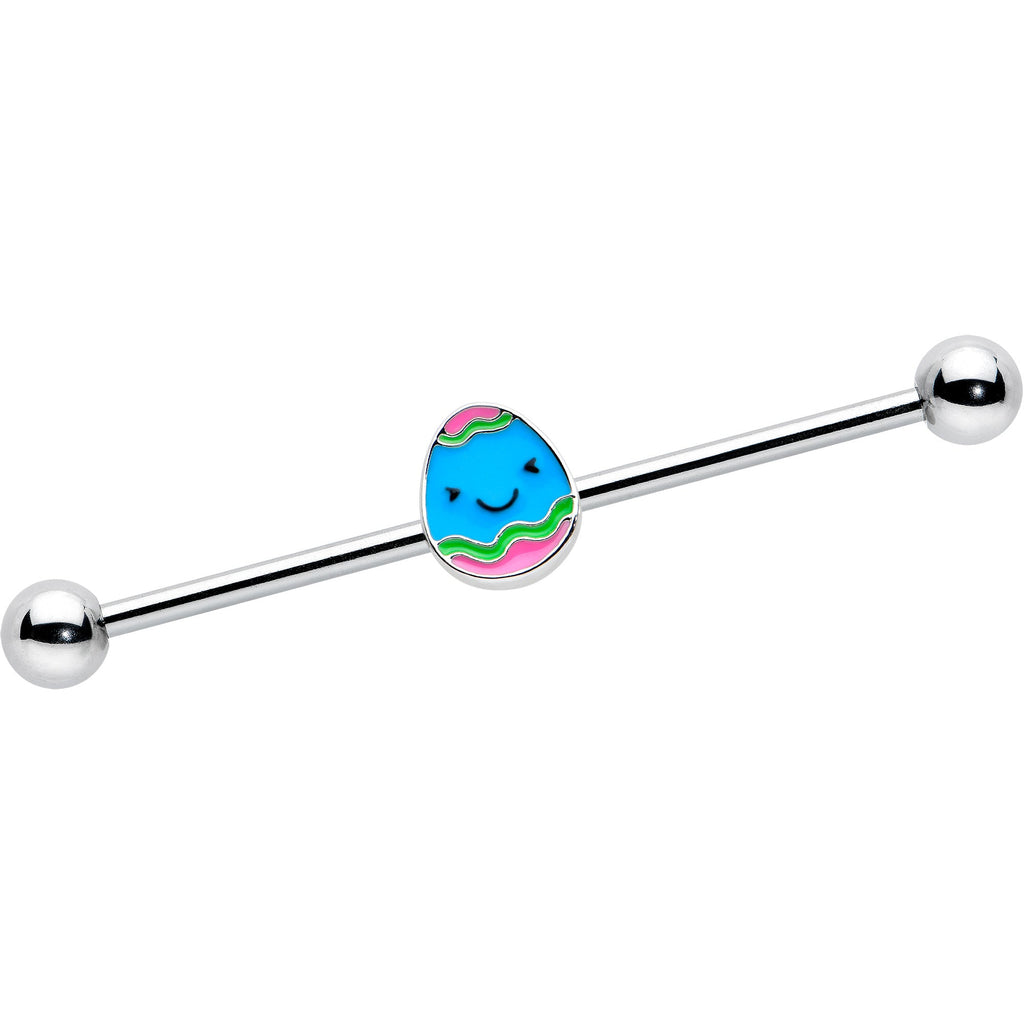 BodyCandy 14G Blue Celebration Easter Egg Industrial Barbell 38mm — main product shot