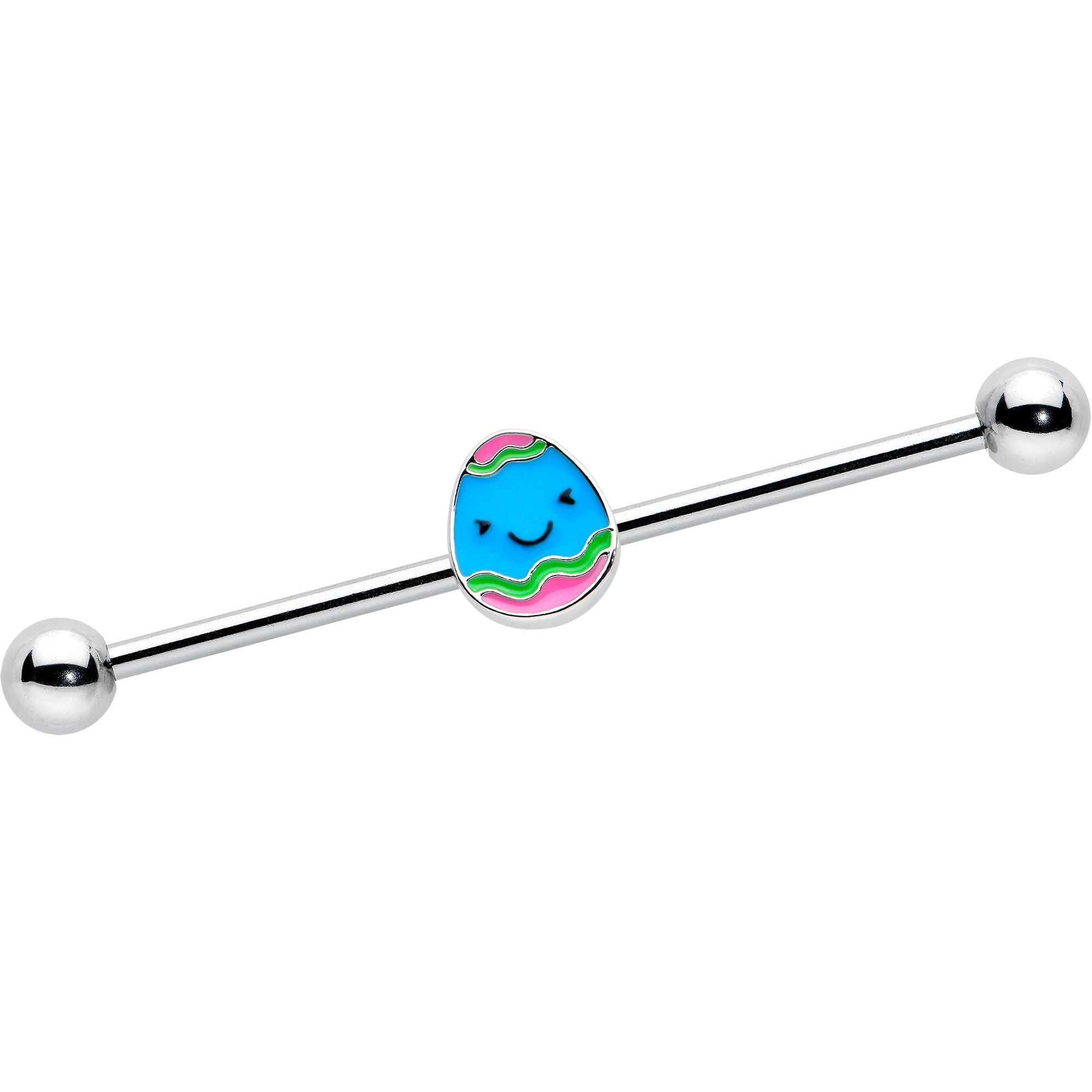 BodyCandy 14G Blue Celebration Easter Egg Industrial Barbell 38mm — main product shot