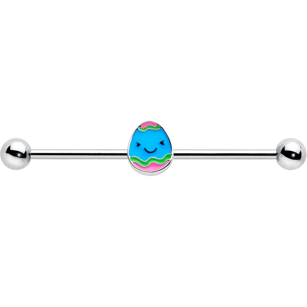 BodyCandy 14G Blue Celebration Easter Egg Industrial Barbell 38mm — detail close-up