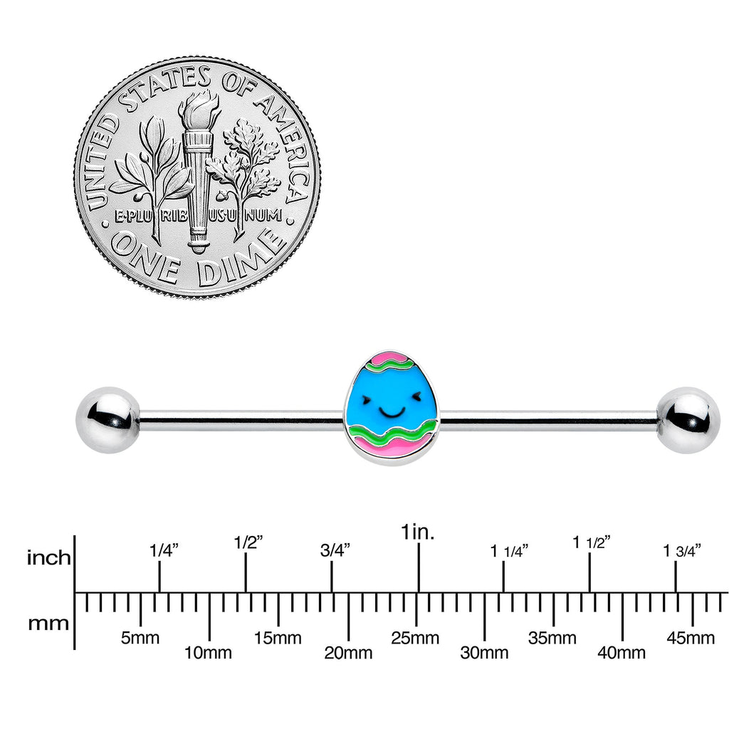 BodyCandy 14G Blue Celebration Easter Egg Industrial Barbell 38mm — lifestyle context