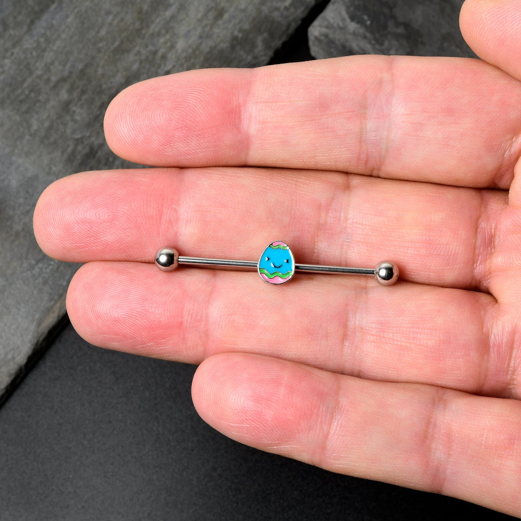 BodyCandy 14G Blue Celebration Easter Egg Industrial Barbell 38mm — alternative angle