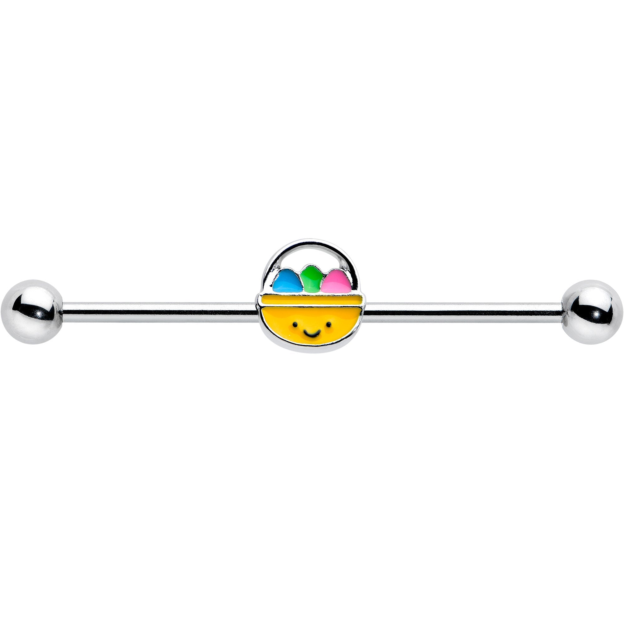 BodyCandy 14G Celebration Easter Basket Industrial Barbell 38mm — detail close-up