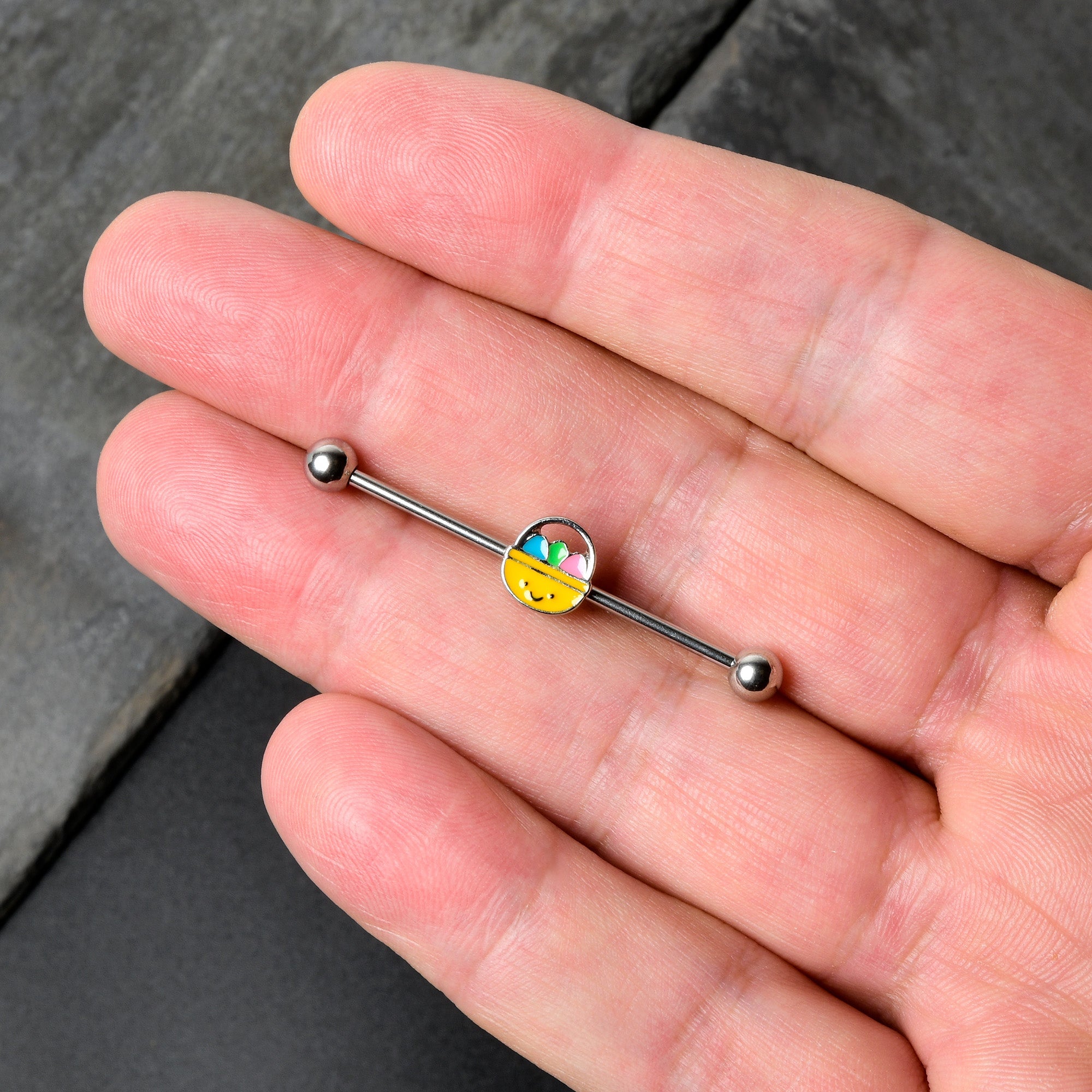 BodyCandy 14G Celebration Easter Basket Industrial Barbell 38mm — alternative angle