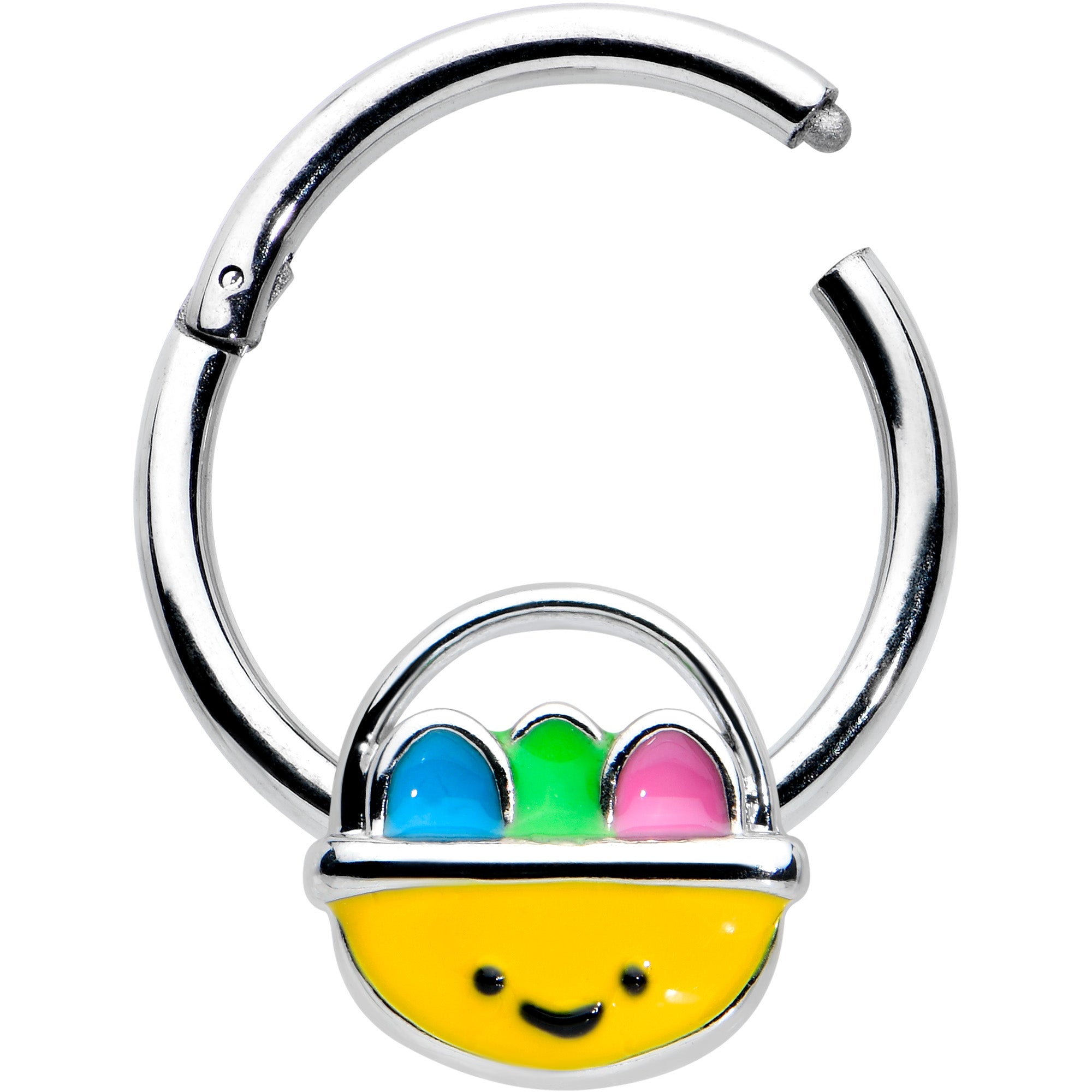 BodyCandy 16G 3/8 Celebration Easter Easter Basket Hinged Segment Ring — detail close-up