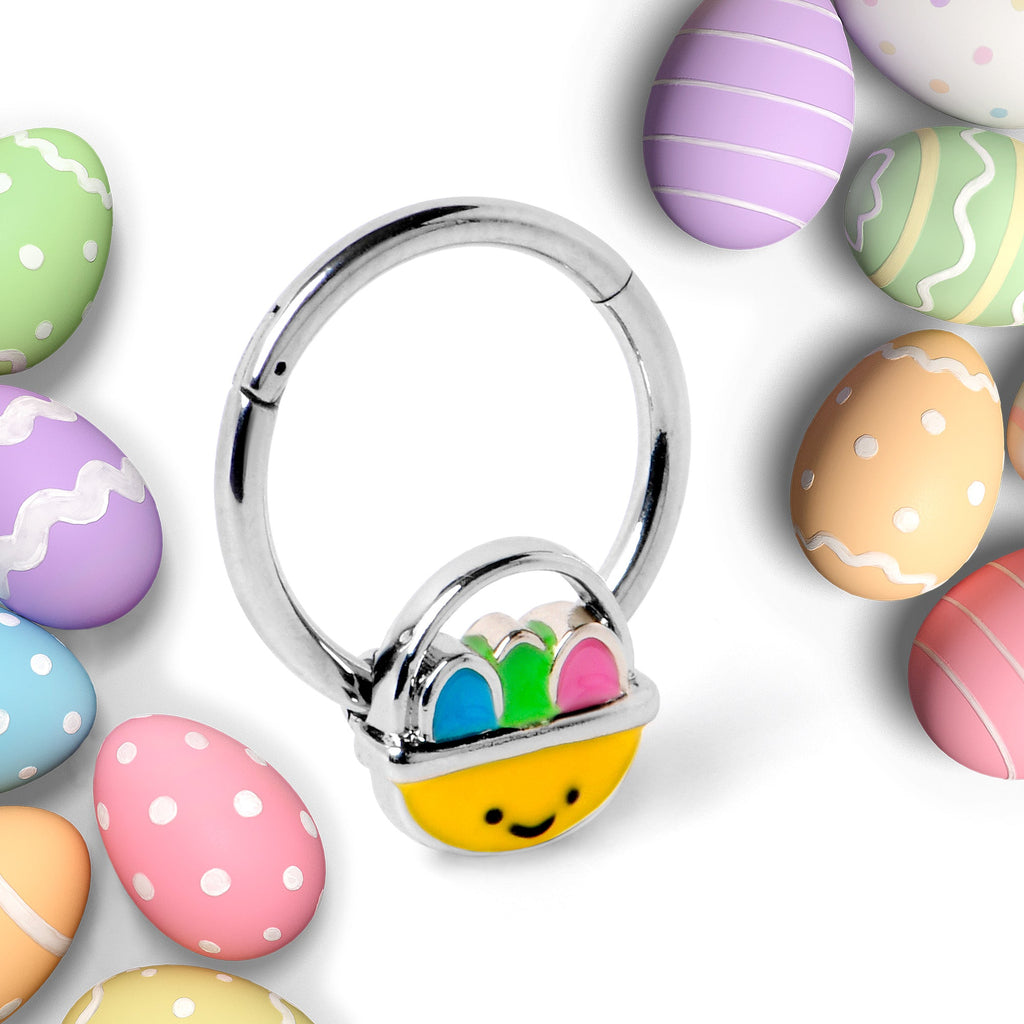 BodyCandy 16G 3/8 Celebration Easter Easter Basket Hinged Segment Ring — side view