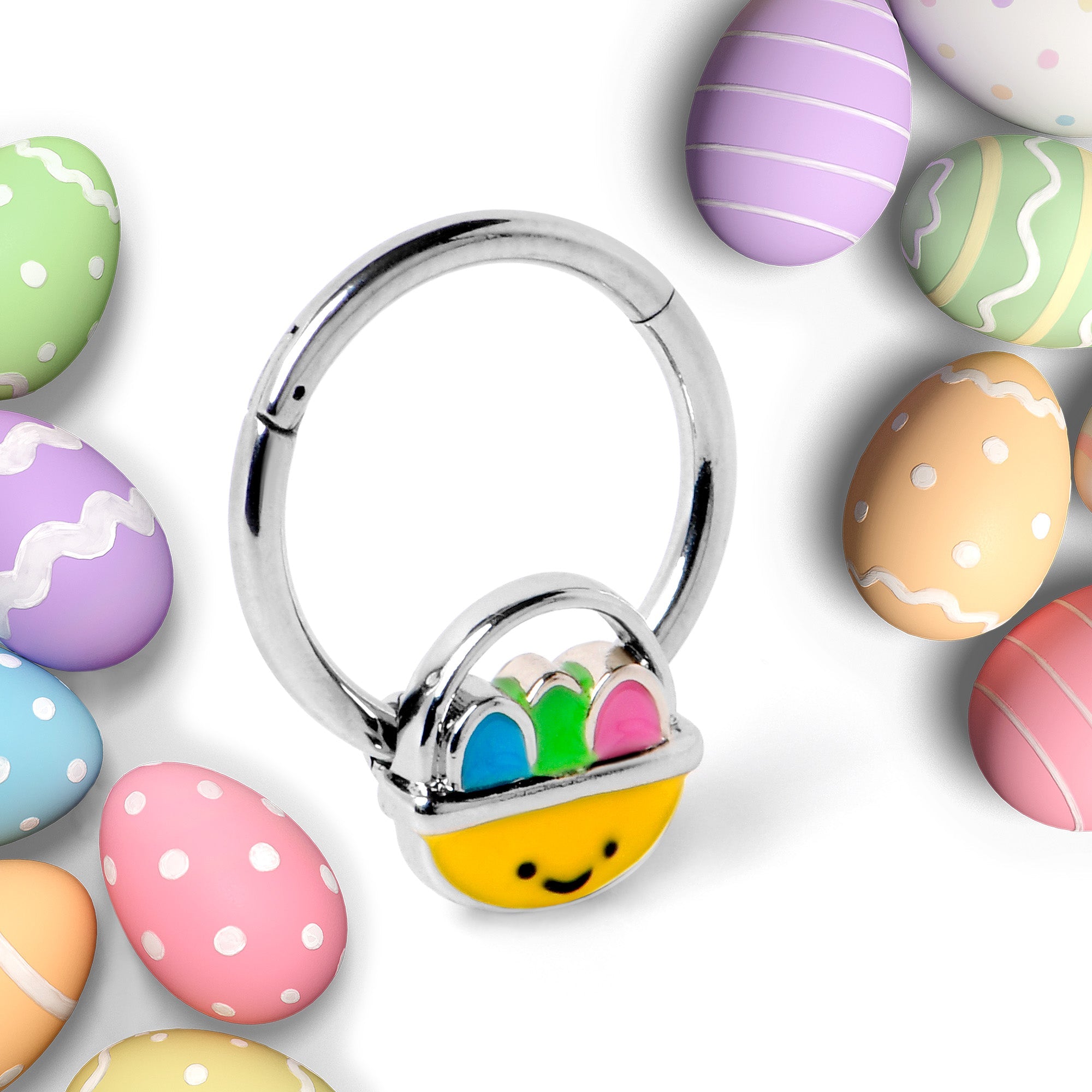 BodyCandy 16G 3/8 Celebration Easter Easter Basket Hinged Segment Ring — side view