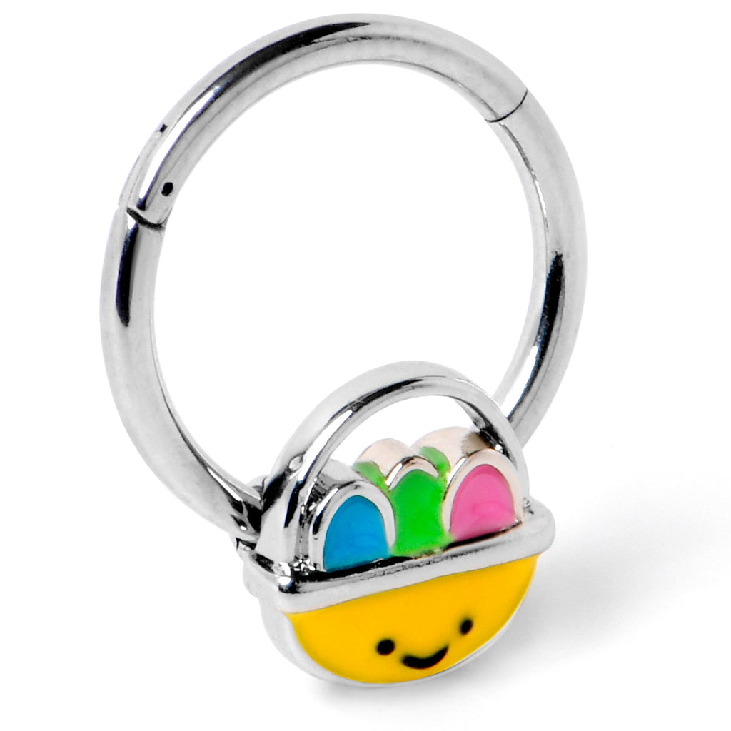 BodyCandy 16G 3/8 Celebration Easter Easter Basket Hinged Segment Ring — back view