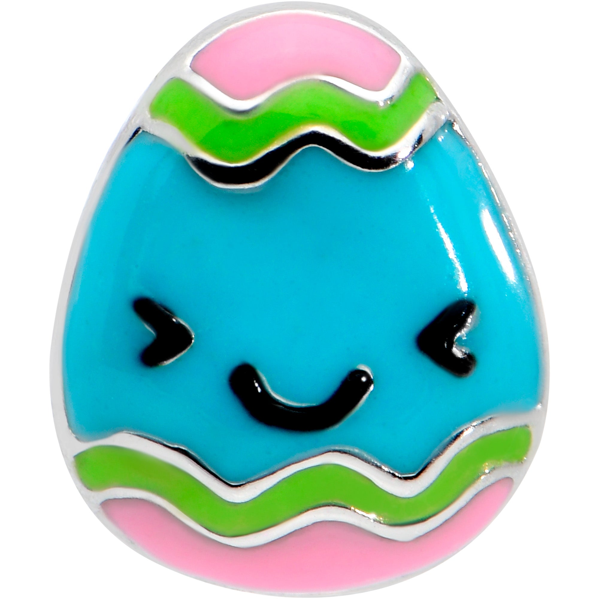 BodyCandy 16G 5/16 Blue Celebration Easter Egg Labret Monroe Tragus — detail close-up