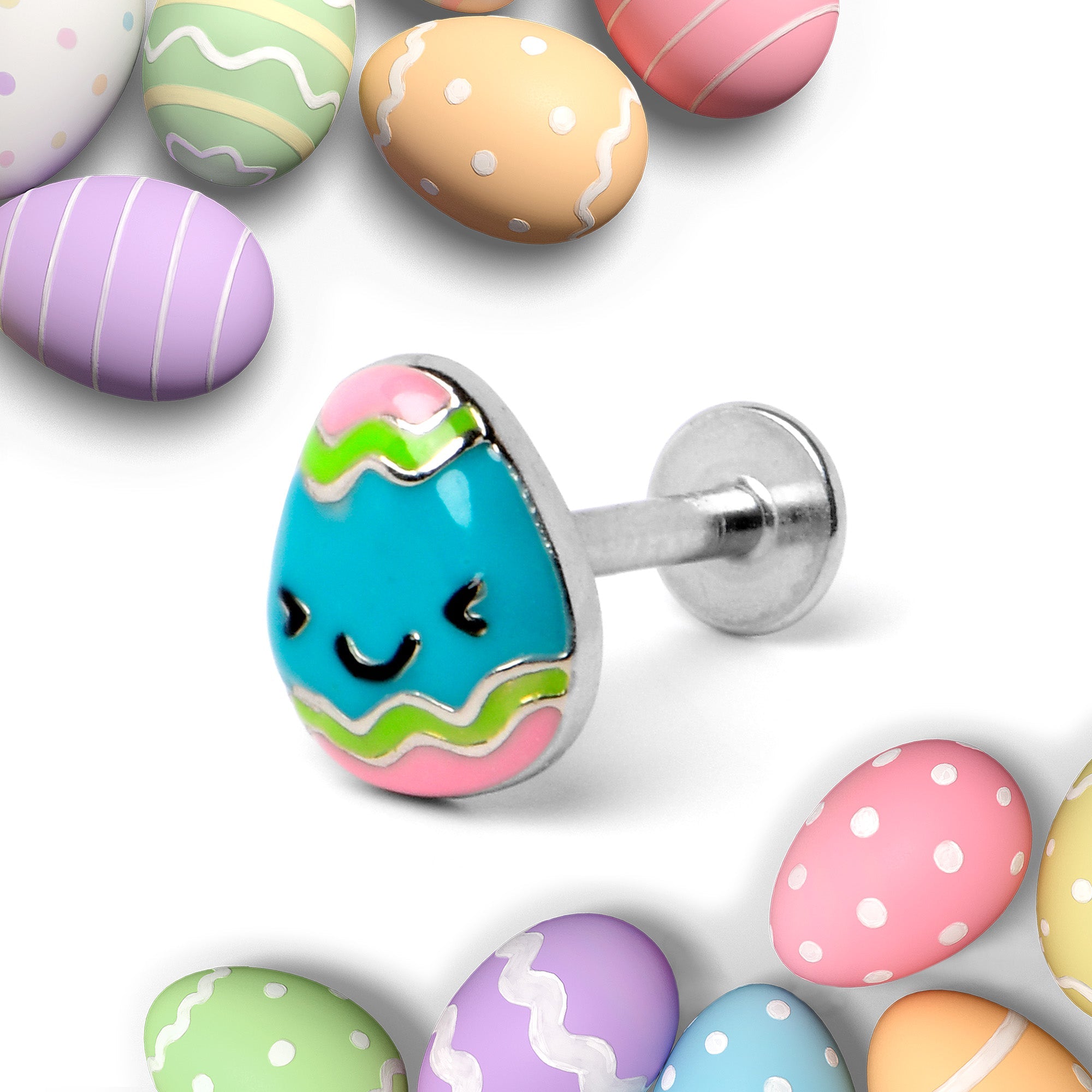 BodyCandy 16G 5/16 Blue Celebration Easter Egg Labret Monroe Tragus — back view