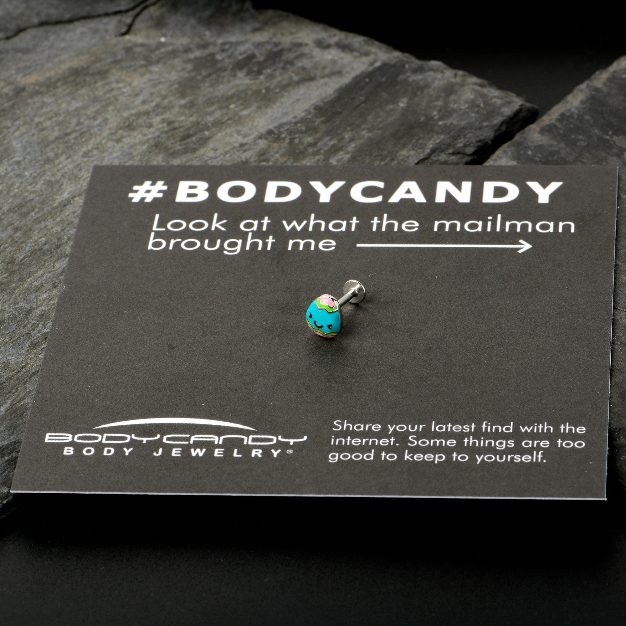 BodyCandy 16G 5/16 Blue Celebration Easter Egg Labret Monroe Tragus — size reference