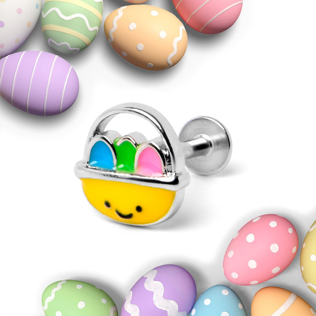 BodyCandy 16G 5/16  Celebration Easter Basket Labret Monroe Tragus — back view