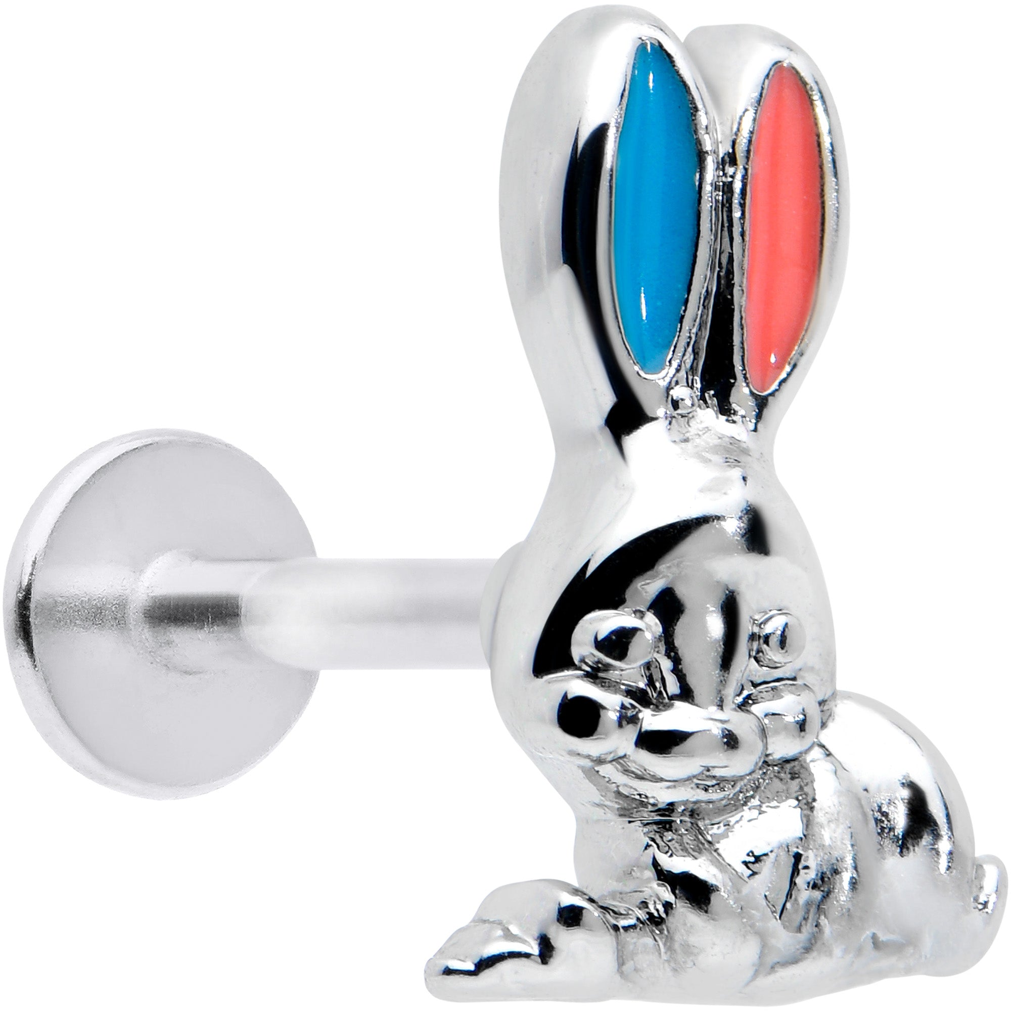 BodyCandy 16G 5/16 Easter Bunny Red Blue Ears Labret Monroe Tragus — main product shot