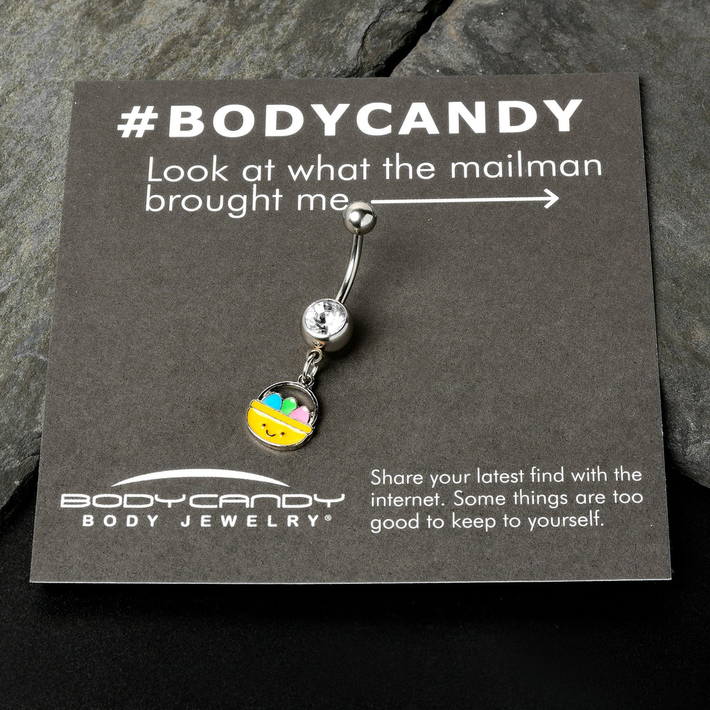 BodyCandy Clear Gem Celebration Easter Basket Dangle Belly Ring — size reference