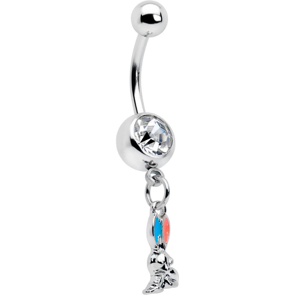 BodyCandy Clear Gem Easter Bunny Red Blue Ears Dangle Belly Ring — main product shot