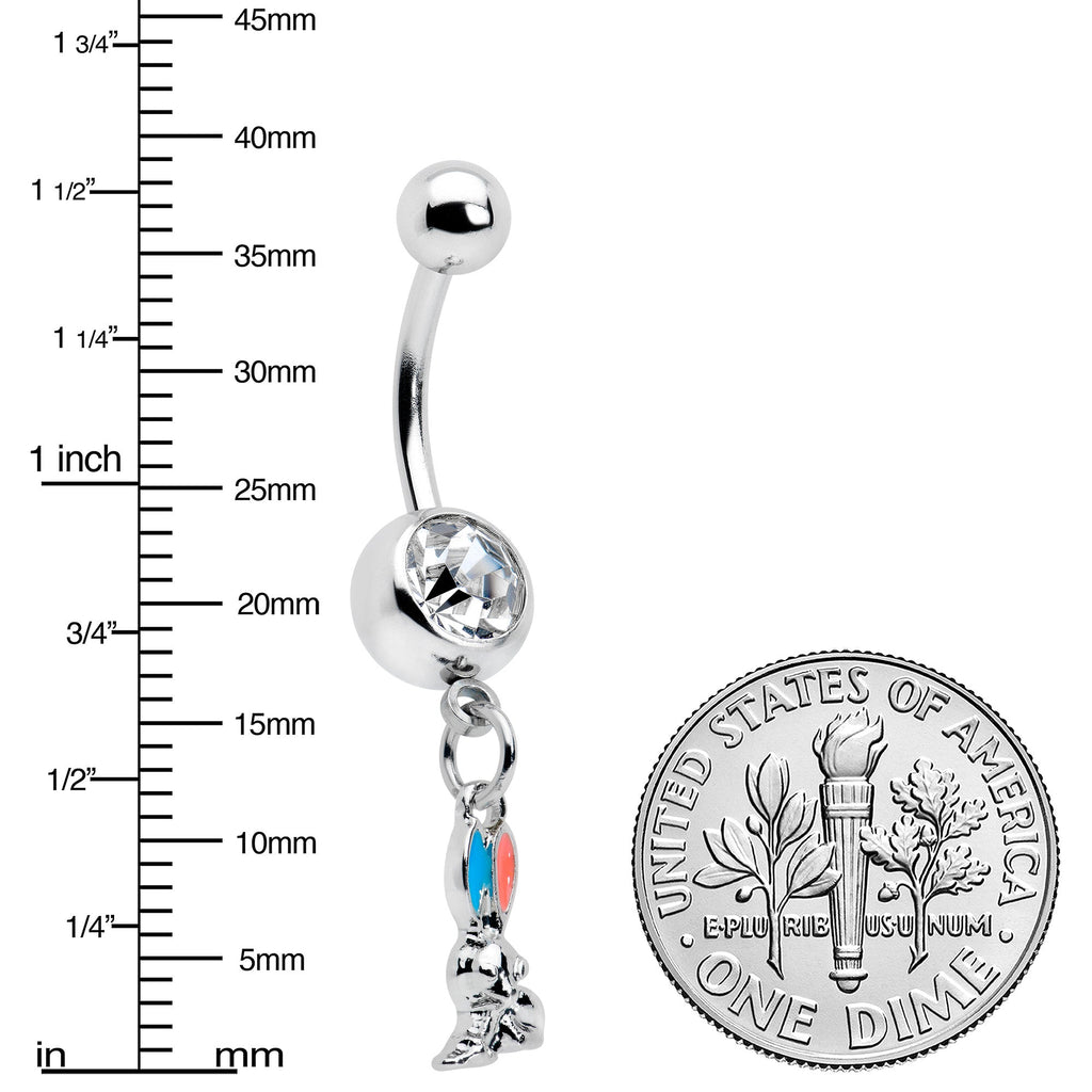 BodyCandy Clear Gem Easter Bunny Red Blue Ears Dangle Belly Ring — lifestyle context